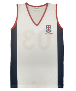St Stithian 1st Team Numbered Basketball White Vest